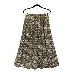 Justine Todd Womens Vintage Midi Skirt Size 6 Ditzy Floral Print Pleated Pockets
